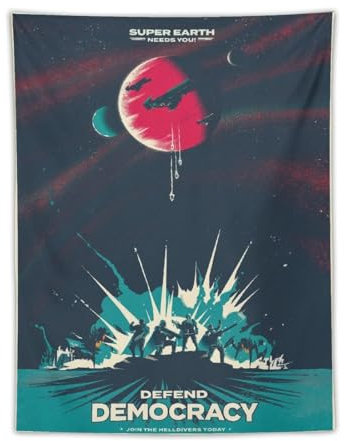 Helldivers 2 coole Gamer-Videospiel-Poster, lustiger Wandteppich, Wandkunstdruck, Geschenk, Bild, Gemälde, Kunstwerk, Schlafzimmer, Heimdekoration, 76,2 x 101,6 cm