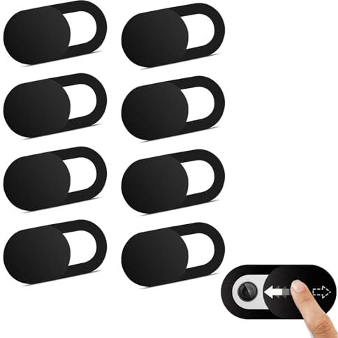 8 Pcs Laptop Camera Cover Slide,Ultra Thin Design Web Camera Cover Slide,Webcam Cover Slide,Webcam Cover Slider,Camera Blocker Slider for Laptop,Desktop,PC,Tablet,Smartphone(Black)