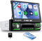 [Android 15] CAMECHO 2+64G 7 Zoll Autoradio 1 Din Wireless Carplay Touchscreen Navi Radio Ausfahrbarem Manuelle Display mit Bluetooth Android Auto GPS WiFi DSP FM/RDS Mirror Link SWC