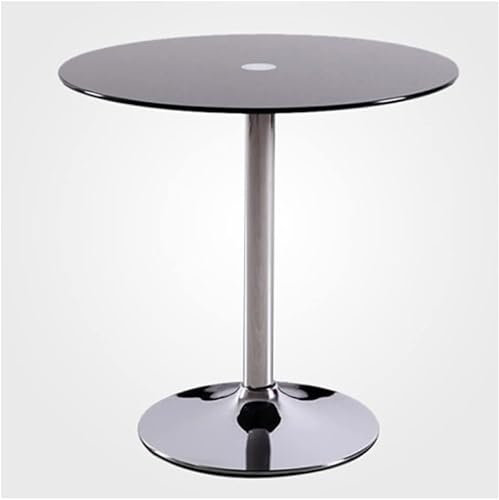 GYDUHYE Moderner runder Bistrotisch 2-4 Sitzer mit Chromsockel und Glasplatte, Küchentisch, Esstisch 60/70/80cm (Größe:70cm, Farbe:Transparent) (Größe:80cm, Farbe: