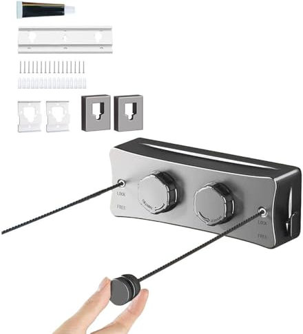 Tendedero Retráctil, Tendedero Telescópico De Doble Cuerda De 16,8 Pies, Línea De Lavado Telescópico De Tendedero De Acero Inoxidable, Adecuado para Hoteles con Balcón De Baño Al Aire Libre
