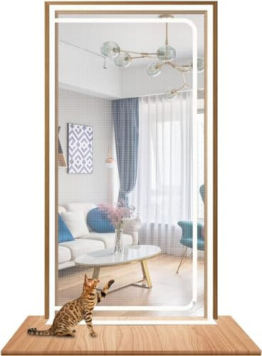 Mosquito Net Door For Cats, Reinforced Mesh, Resistant To Cats, With Zipper, To Prevent Animals From Escaping, Cat Door For Living Room, Kitchen, Patio(85x210cm)