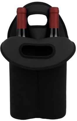 Aspire Bolsas de vino para 2 botellas, soportes de neopreno para botellas de vino, enfriadores aislados para botellas de agua para viajes, picnic, fiesta, Black, Talla única