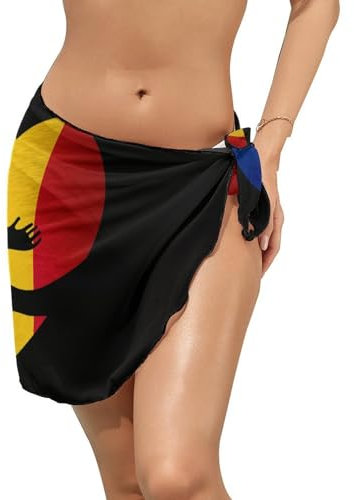 Melbrakin Rumänien Rumänische Flagge Herz Damen Kurzer Strand Wickelrock Bikinikleid Strandschürze Badeanzug Schal Sarongs