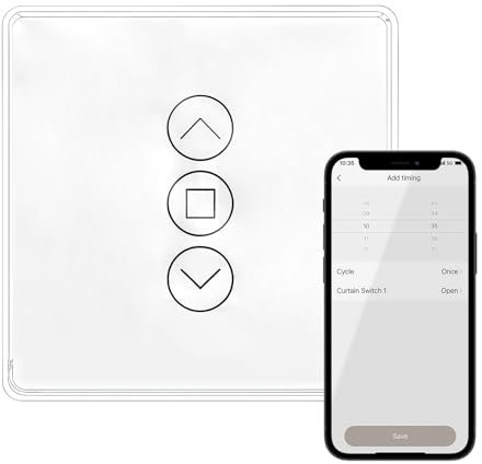Interruptor de persiana inteligente, interruptor inteligente para persianas y toldos, interruptor de persiana WiFi compatible con Alexa Google Home, control de persiana inteligente para el hogar