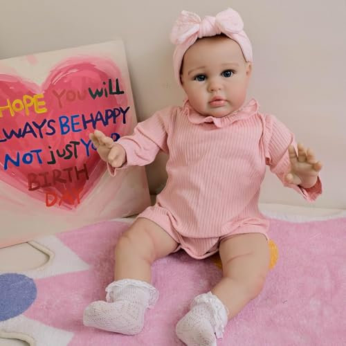RXDOLL Realistische Reborn Baby Puppen Mädchen 24 Zoll lebhafte Kleinkind Puppen, die wirkliche weiche Tuch Körper Posable Echtes Leben Looking Reborn Kleinkind Spielzeug für Kinder Geschenke