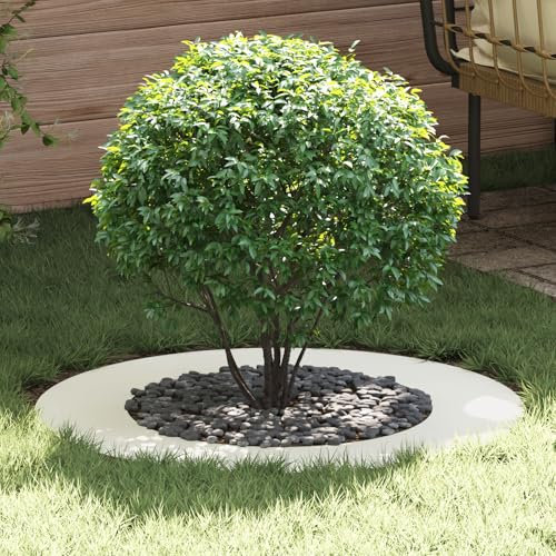 HaoChrymec Kunststoff Pflanzkübel mit weißer Metalloberfläche, 80 cm Durchmesser, Pflanzgefäße für draußen, Pflanzkübel Metall, für Balkon und Garten