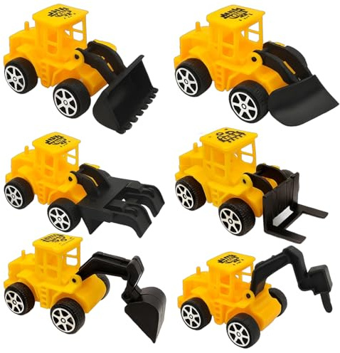 KRYMXAR 6 Stück Baustellenfahrzeuge Kinder, Spielzeug Bagger, Baufahrzeuge Kinder, Kreatives Lernspielzeug für Innen und Außenbereich, Mini Bagger für Motorikentwicklung und Rollenspiele