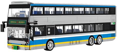 DzirePada Stadt Reise Bus Bausteine Bausatz, 491Stück Kreative Doppel Decker Fahrzeug Modell Spielzeug, STEM Bus Bahnhof Klemmbausteine, Ideen Geschenke für Kinder Erwachsene und Büro Haus Dekor