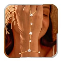 J.Fée Handkette Armband Damen Gold Verstellbares Armband Mit Ring Verbunden, Hand Chain Fingerkette Armbänder Mit Cubic Zirkonia, Gold Schmuck Geschenke für Frauen Weihnachtsgeschenke