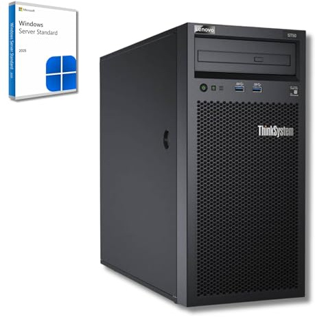 Server Lenovo ThinkSystem ST50 - CPU Intel Xeon E-2224G, 16 GB di RAM ECC, 2 SSD da 1 TB, Win Server 2025 Standard (ricondizionato)