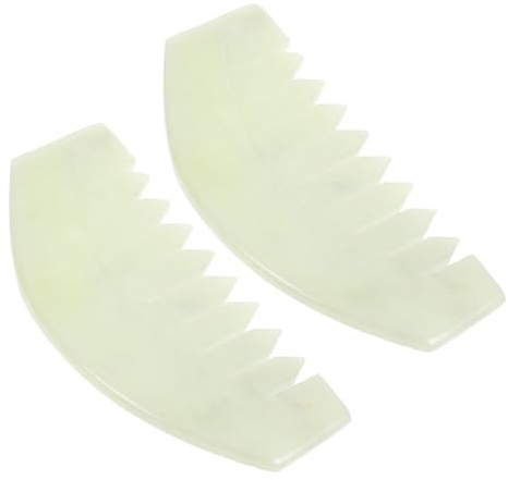 WEKAMOS 2stücke Steinmassagekamm mit Gua-sha-schabkamm für Kopfhautmassage und Meridianbehandlung Jade-kopfhautkamm als Handliches Haarpflegezubehör zur Entspannung nach Stress