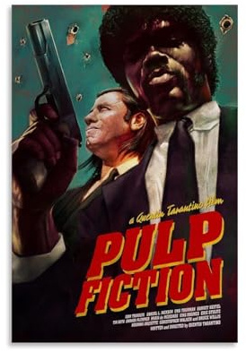 Gufatoo Classic Movie Pulp Fiction 1994 Vintage Poster Für Zimmer, Ästhetische Leinwand-Wandkunst, Schlafzimmer-Dekor Posters 12x18inch(30x45cm)