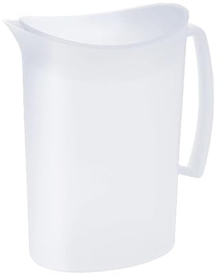Jarra de Plástico con Filtro de Hielo, 2 L, Sin BPA, Antigoteo, para Agua y Zumos, 23x10x20 cm, Apta para Lavavajillas (Blanco)