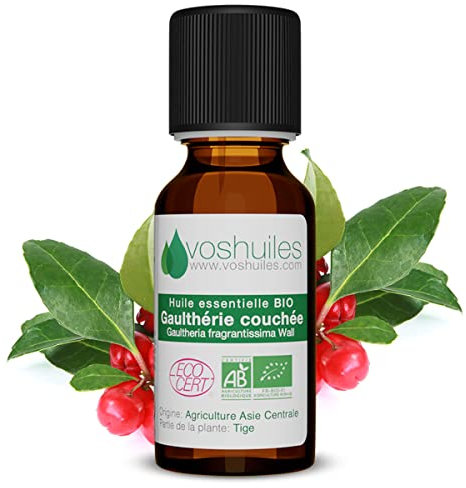 Voshuiles - Huile Essentielle Gaulthérie Couchée Bio 10ml - - Huiles Essentielles de Qualité - 100% Pure et Naturelle - HEBBD et Certifiée ECOCERT