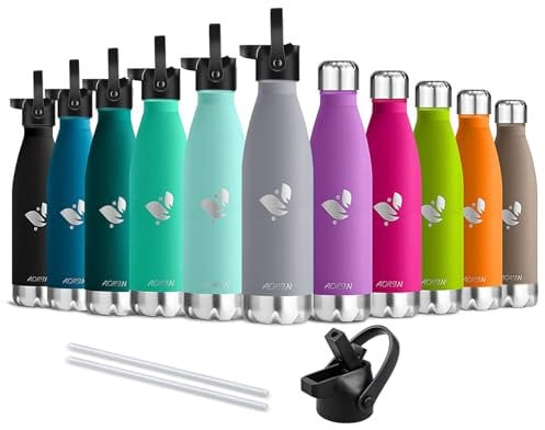 AORIN Vakuum-Isolierte Trinkflasche - 500ml - Wasserflasche BPA-Frei,24 H Kühlen & 12 H Warmhalten, Ideale Thermosflasche für Kinder, Schule, Sport, Outdoor, Fahrrad, Fitness