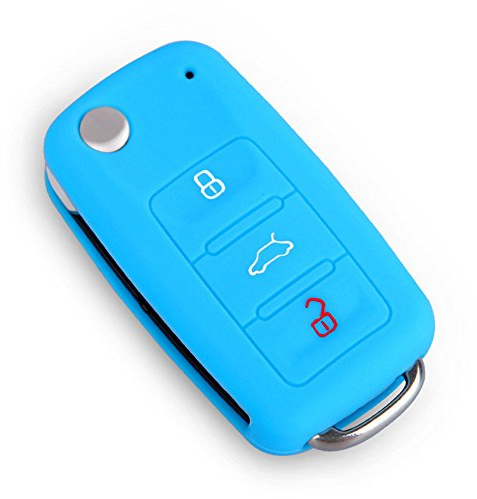 Happyit Auto Schlüssel Abdeckung Fall Silikon für Volkswagen VW Polo Passat B5 Golf 4 5 6 Jetta Mk6 Tiguan GOL Cross Fox Plus EOS Scirocco Beetle (blau)