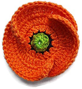 Broche fleur de coquelicot orange cadeau fait main au crochet pour elle pour lui broche fleur nature