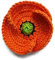 Orange Mohn Brosche Handarbeit Häkelschmuck Unisex Geschenk Blume Natur