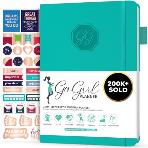GoGirl Planner - Goal Planner & Organizer for Women - Undated (Turchese (senza date), Compact (13.5 x 19.5cm))