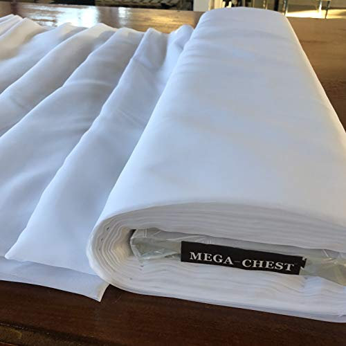 Megachest Flame Retardant Voile- Plain White Polyester Fabric Roll 50 Metres 150cm Wide Wedding Drapes Event Decor
