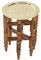 Casa Moro Marokkanischer Teetisch Karam 30 mit Messing - Tablett Ø 30 cm | Handgefertigter Holz-Tisch Klapptisch mit Serviertablett Farbe Gold | TA61588