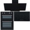SIA 60cm Electric Double Oven, 90cm 5 Zone Induction Hob And Angled Glass Hood