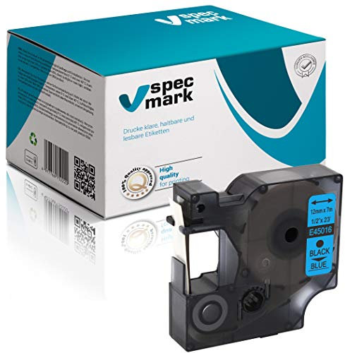 specmark Kompatibel für DYMO D1 45016 Schriftband 12mm x 7m Schwarz auf Blau (S0720560) kompatibel mit DYMO D1 für Drucker LM Label-Manager LP Label-Point LW -Writer DUO