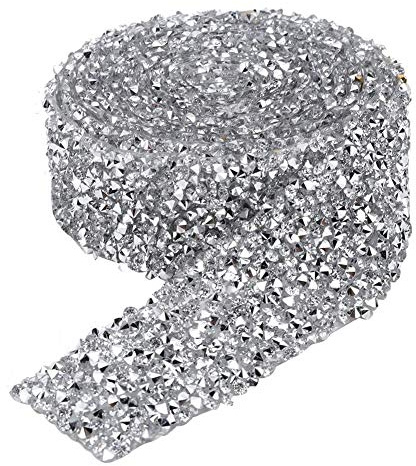 HEEPDD 150 cm/180 cm Kette, 3 cm Breite Trimmen Band Sparkling Back Kleber Kristall Dekorative Band Gürtel DIY Handarbeit Nähen Handwerk Applikationen Zubehör(180cm)