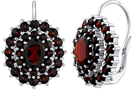 SILVEGO Damen Ohrringe aus 925 Sterling Silber mit echten Granaten aus Tschechien