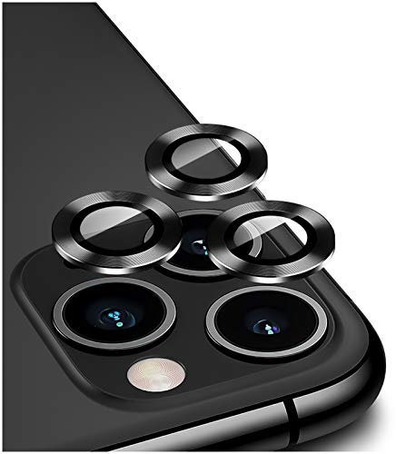 DIKKAR Camera Lens Protector for iPhone 11 Pro/11 Pro Max, Anti-Scratch HD Tempered Glass Aluminum Alloy Back Camera Protector Sticker,Metal Ring Circle Lens Screen Cover Film (Space Gray)