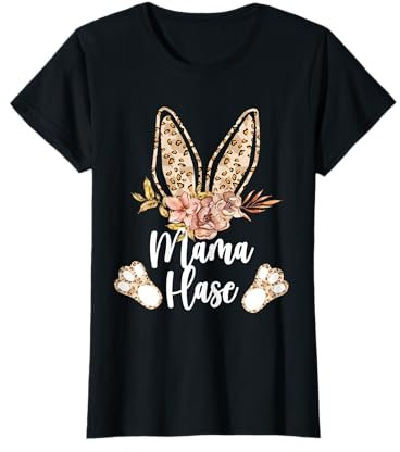 Mama Hase Osterhase florales Leo Look Outfit Geschenk Oster T-Shirt