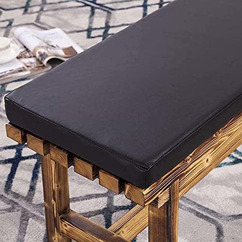 Waigg Kii Leder-Outdoor-Bankkissen, 2/3-Sitzer, wasserdicht, für Gartenbank, Sitzkissen, lange Stuhl, Sitzmatte, Terrasse/Schaukel, Esszimmer (140 × 40 × 3 cm, schwarz)