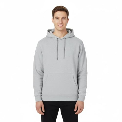 A2Z Mens Fleece Pullover Hoodie - Plain Sweatshirt Grey L