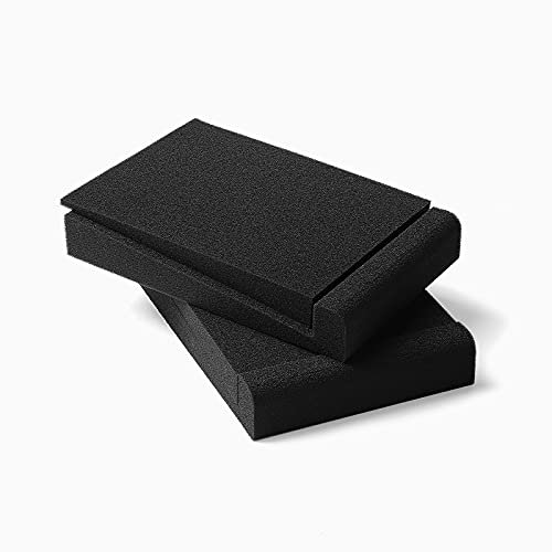 Ventray SS5 Studio Monitor Isolation Pads, High-Density Acoustic Foam Tilted Tabletop & Desktop Speaker Stands for Midsize Bookshelf Computer Speakers, Black - Pair