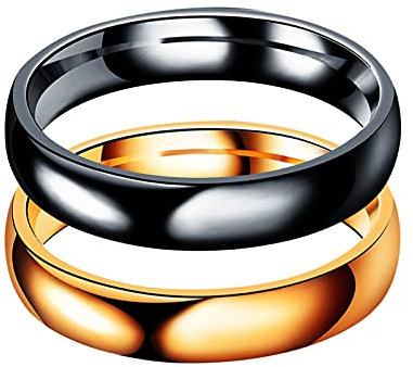 Aotiwe Partnerring Herren Damen Roségold Schwarz Ringe Hochpolieren, Rostfreier Stahl Damen 52 (16.6) & Herren 65 (20.7)