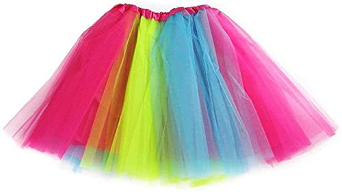 Ruiuzioong Damen Teen Tutu Rock Erwachsene Klassische Elastische 4 Schichten Tüll Tutu Rock für Dress Up Party Ballett Tanzen (Regenbogen)