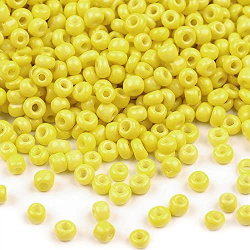 Rocailles Glasperlen 50g 2mm Rocaillesperlen Perlen fädeln Schmuck basteln, Farbe:zitronengelb