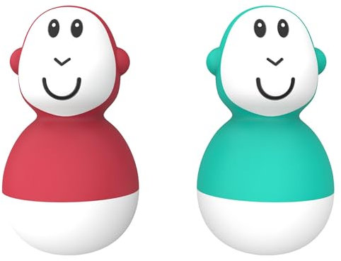 Matchstick Monkey Badezeit Baby Antimikrobielles Baby Badespielzeug Badewackel Wackelfiguren - sensorisches Lernen - leicht zu greifen - 2er Set - ab 12 Monaten grün & rot