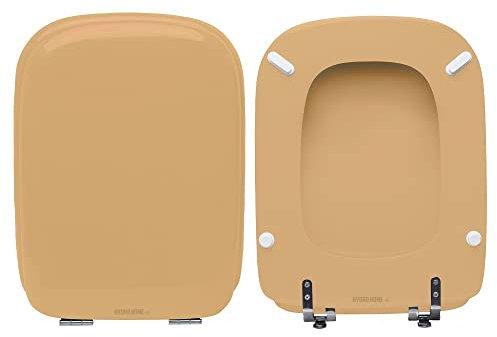 HYDRO HOME - Copriwater Ideal Standard Conca Come Originale, Tavoletta WC Ideal Standard con Cerniere Inclinate Idonee, Coperchio Water Copri Water in Legno Rivestito (WHISKY)