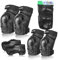 Set Ginocchiere Aduti, Protezione Kit per Bambini,Kit Protezione Gomitiere Polsiere per Pattini Bicicletta Sci Monopattino Pattini in Linea o a Rotelle Scooter（Black A S)