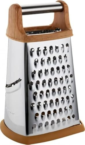 Küchenreibe Vierkantreibe aus Edelstahl - mit rutschfestem Boden - 22cm hoch - 4 Reibeflächen - Reibeisen für Gemüse, Obst, Käse - Edelstahlreibe, Reibeisen, Hobel