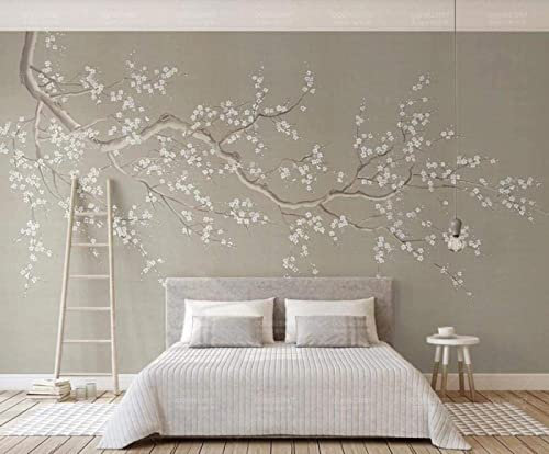 Papel Pintado 3D Flor De Ciruelo De Rama Zen Pintada A Mano De Estilo Chino Fotomurales 3D Tv Fondo Pared Dormitorio Murales Papel Tapiz Moderno
