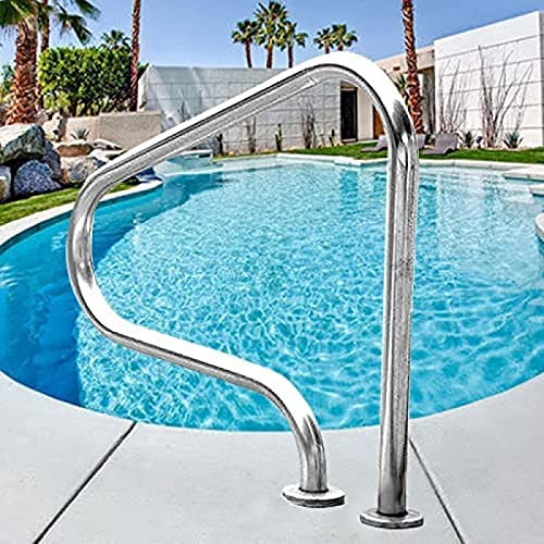 MAZY·URBAN Schwimmbad-Handläufe Pool-Handlauf Pool-Handlauf 1er-Set, Rampen-Treppen-Handlauf Für Treppen, Perfekter Leiter-Pool-Griff, 304 Edelstahl-Pool-Handlauf Mit Grundplatte, Größe: 80 X 80 cm