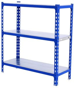 Simonrack Schwerlastregal, Lagerregal, 100x100x50 cm, Metallregal, Kellerregal, Biegestelle 180 kg, 3 Fachböden, Blau/Verzinkt - Simonclick