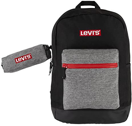 Levi's Uni-Erwachsene Backpack with Pencil Case Rucksack, schwarz/grau, O/S