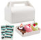PHULWEL Papstar Gebäckkartons, Cupcake Box mit Tragegriff Papiertablett eckig, 20 Stück Transportbox mit Aufklebern, Geschenkschachteln aus Papier(20 x 15 x 8 cm, Weiß)