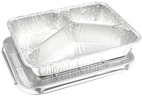 Generisch Aluminium-Menüschale, 100 Stück, 925 ml, 227×177×38 mm, Rechteckig, Mit Deckel, Snap-Klappverschluss, Lebensmittelecht, Hitzebeständig, Handwäsche, Take-Out, Schale, Aluschale