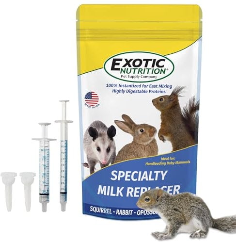 Exotic Nutrition Baby Squirrel Nursing Set (Basic) - Milk Replacer, Feeding Syringes