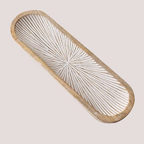 SKLUM Bandeja Decorativa en Madera de Mango Nabordi Madera de Mango Madera Blanca Vintage